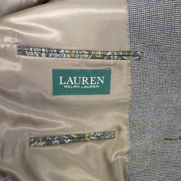 Lauren Ralph Lauren Men’s Brown Check Blazer 42L – Subtle Blue Accent Sport Coat - Picture 7 of 10
